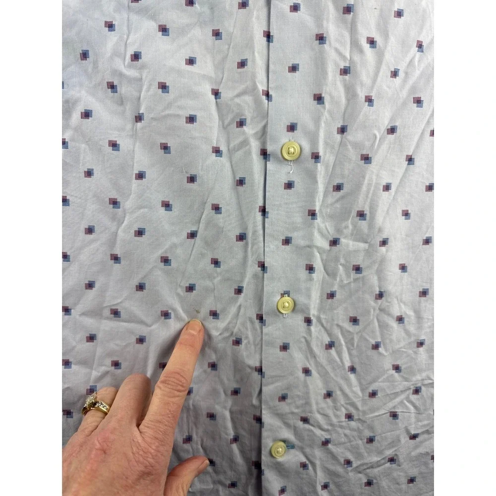 Banana Republic Grant Fit Mens Large Blue Geometric 120s Supima‎ Cotton Shirt